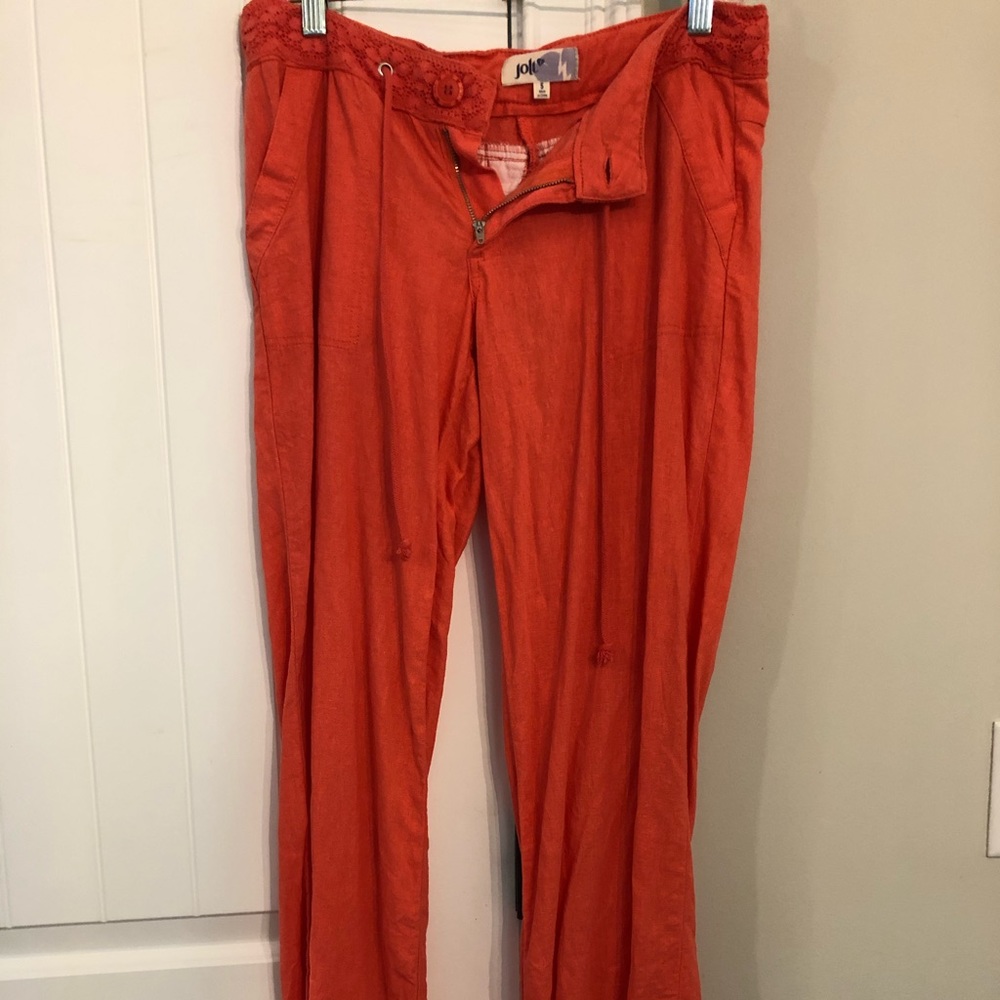 Coral linen pants